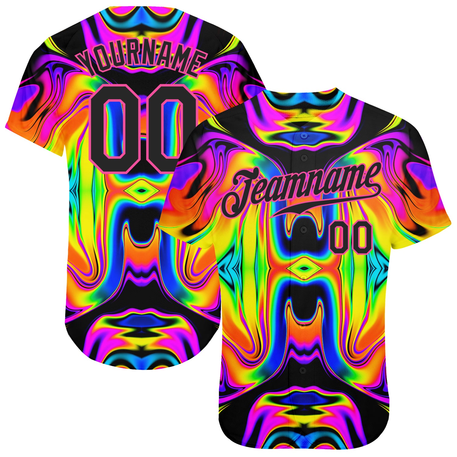 Custom 3D Pattern Design Abstract Iridescent Psychedelic Swirl Fluid Art Authentic Baseball Jersey Iridescent Psychedelic Swirl 3D Abstract Fluid Art Custom Baseball Jersey Custom 3D Pattern Design Abstract Iridescent Psychedelic - Image 1