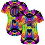 Iridescent Psychedelic Swirl 3D Abstract Fluid Art Custom Baseball Jersey Custom 3D Pattern Design Abstract Iridescent Psychedelic - Image 2