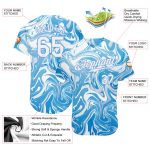 3D Ocean Wave Pattern Fluid Art Custom Baseball Jersey Authentic Design Custom 3D Pattern Design Abstract Ocean With Waves - Image 3