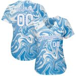 3D Ocean Wave Pattern Fluid Art Custom Baseball Jersey Authentic Design Custom 3D Pattern Design Abstract Ocean With Waves - Image 2