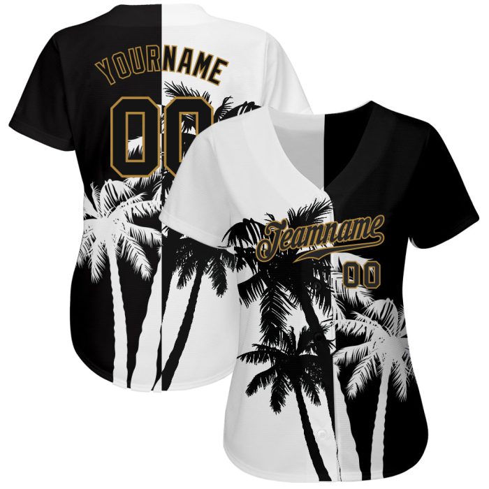 Hawaii Coconut Trees 3D Pattern Baseball Jersey - Custom Authentic Design Custom 3D Pattern Design Hawaii Coconut Trees Authentic - Image 2