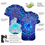 Magic Girl Meditation Lotus 3D Pattern Design Psychedelic Geometry Authentic Baseball Jersey Custom 3D Pattern Design Magic - Image 3