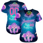 Psychedelic Magic Mushrooms 3D Pattern Baseball Jersey with Sacred Geometry Design, Authentic Style Custom 3D Pattern Design - Image 2