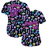 Psychedelic Magic Mushrooms 3D Pattern Design Authentic Baseball Jersey Custom 3D Pattern Design Magic Mushrooms Psychedelic - Image 2