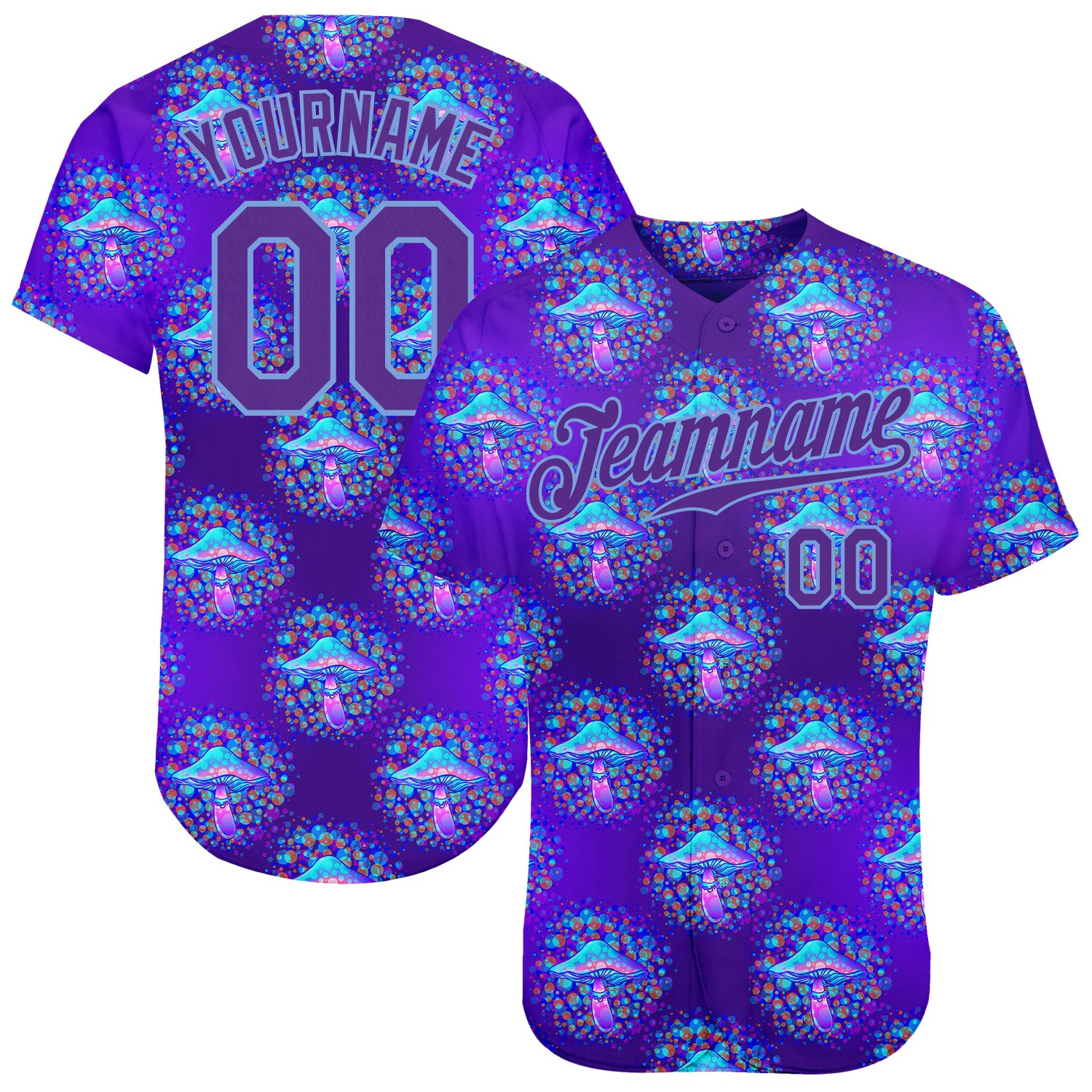 Magic Mushrooms Psychedelic 3D Pattern Design Authentic Baseball Jersey Style 5498 Custom 3D Pattern Design Magic Mushrooms