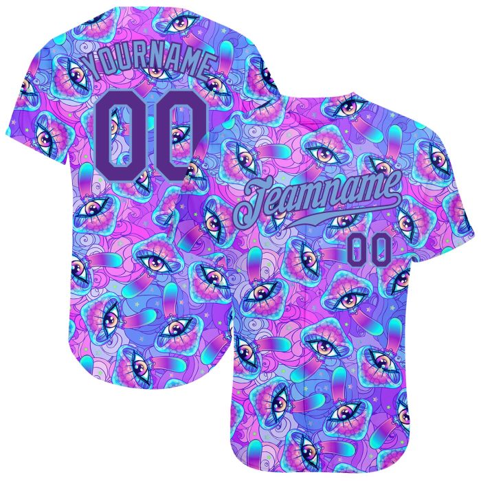 Magic Mushrooms Psychedelic 3D Pattern Authentic Baseball Jersey - Unique Design 9256 Custom 3D Pattern Design Magic Mushrooms - Image 1