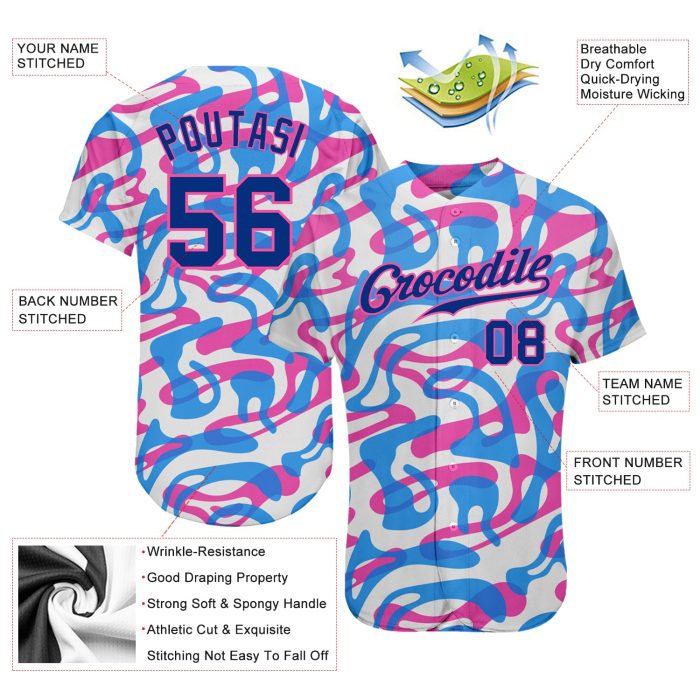 3D Pattern Design Baseball Jersey for Music Festival - Custom Style 5902 Custom 3D Pattern Design Music Festival Authentic - Image 3