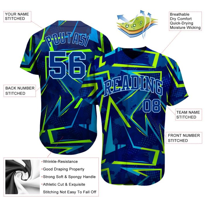 3D Pattern Design Baseball Jersey for Music Festival | Custom Style 8521 Custom 3D Pattern Design Music Festival Authentic - Image 3