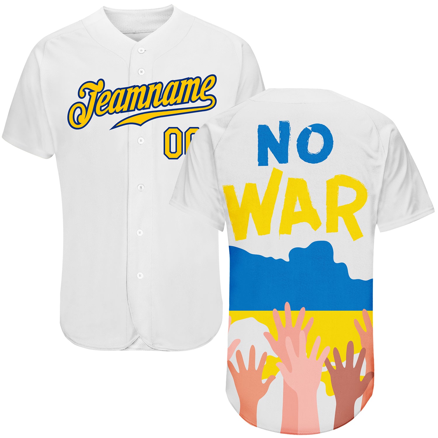 No War In Ukraine 3D Pattern Design Authentic Baseball Jersey Custom Custom 3D Pattern Design No War In Ukraine Authentic