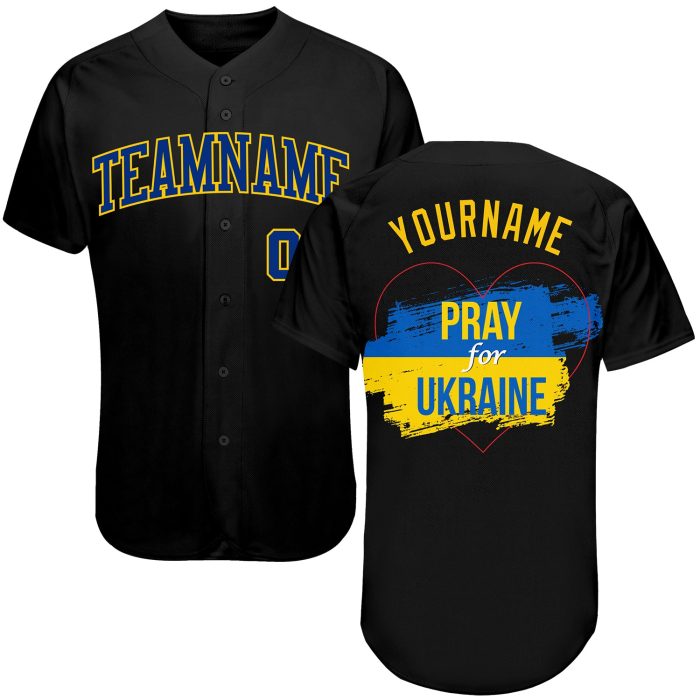 Pray For Ukraine Peace 3D Pattern Baseball Jersey - Custom Authentic Apparel Custom 3D Pattern Design Pray For Ukraine Peace - Image 1