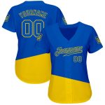 Ukrainian Flag 3D Pattern Jersey with Coat of Arms - Authentic Baseball Jersey Custom 3D Pattern Design Ukrainian Flag And - Image 2
