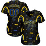 Ukrainian Flag Colors 3D Pattern Design Baseball Jersey - Glory to Ukraine Authentic Jersey Custom 3D Pattern Design Ukrainian - Image 2