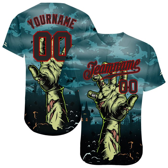 Halloween Horror 3D Pattern Custom Baseball Jersey - Trick Treat Authentic Sports Apparel Custom 3D Pattern Halloween Horror - Image 1