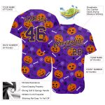 Halloween Pumpkins 3D Pattern Custom Baseball Jersey Style 7456 Custom 3D Pattern Halloween Pumpkins Authentic Baseball Jersey - Image 3