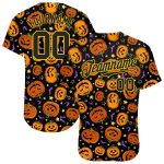 Halloween 3D Pumpkins Bats Stars Custom Baseball Jersey Authentic Design Custom 3D Pattern Halloween Pumpkins Bats Stars