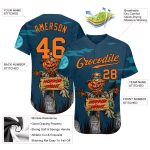 Halloween Pumpkins 3D Pattern Authentic Baseball Jersey for Horror Night Custom 3D Pattern Halloween Pumpkins Horror Night - Image 3