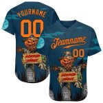 Halloween Pumpkins 3D Pattern Authentic Baseball Jersey for Horror Night Custom 3D Pattern Halloween Pumpkins Horror Night