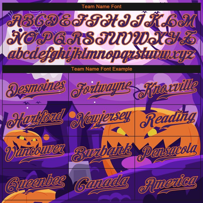 Halloween Pumpkins 3D Pattern Authentic Baseball Jersey for Horror Night Style 2432 Custom 3D Pattern Halloween Pumpkins - Image 4