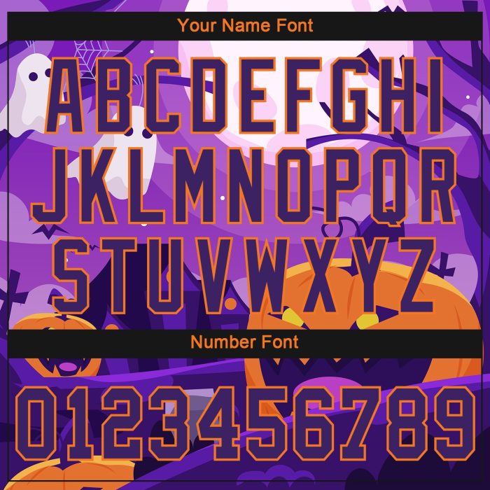 Halloween Pumpkins 3D Pattern Authentic Baseball Jersey for Horror Night Style 2432 Custom 3D Pattern Halloween Pumpkins - Image 5