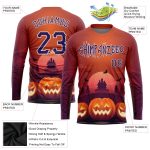 Custom 3D Halloween Pumpkins Long Sleeve T-Shirt for Horror Night, Performance Style 6830 Custom 3D Pattern Halloween Pumpkins - Image 2