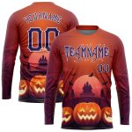 Custom 3D Halloween Pumpkins Long Sleeve T-Shirt for Horror Night, Performance Style 6830 Custom 3D Pattern Halloween Pumpkins