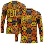 Halloween Pumpkins 3D Pattern Long Sleeve Performance T-Shirt Custom Style 5338 Custom 3D Pattern Halloween Pumpkins Long