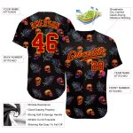 Halloween Skulls Palm Leaves Custom 3D Pattern Baseball Jersey Authentic Custom 3D Pattern Halloween Skulls And Palm Leaves - Image 3