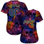 Halloween Skulls 3D Pattern Custom Authentic Baseball Jersey Style 2018 Custom 3D Pattern Halloween Skulls Authentic Baseball - Image 2