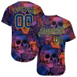 Halloween Skulls 3D Pattern Custom Authentic Baseball Jersey Style 2018 Custom 3D Pattern Halloween Skulls Authentic Baseball