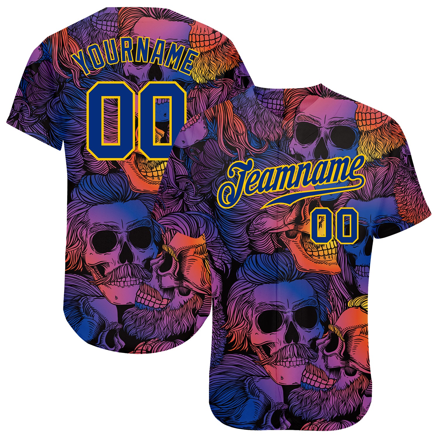Halloween Skulls 3D Pattern Custom Authentic Baseball Jersey Style 2018 Custom 3D Pattern Halloween Skulls Authentic Baseball