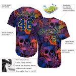 Halloween Skulls 3D Pattern Custom Authentic Baseball Jersey Style 2018 Custom 3D Pattern Halloween Skulls Authentic Baseball - Image 3