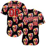 Halloween Skull 3D Pattern Baseball Jersey - Custom Style 3141 Custom 3D Pattern Halloween Skulls Authentic Baseball Jersey