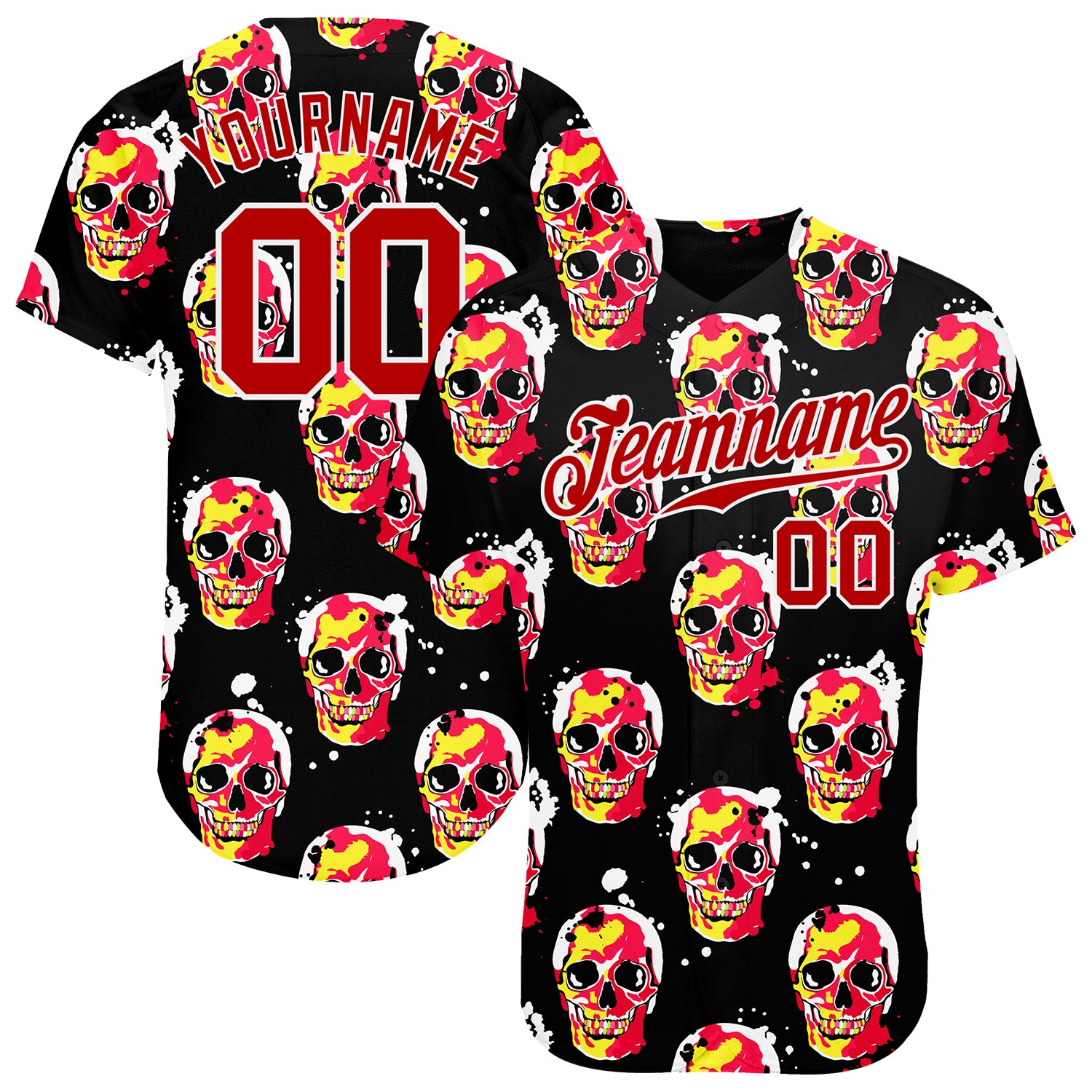 Custom 3D Pattern Halloween Skulls Authentic Baseball Jersey Style 3141 Halloween Skull 3D Pattern Baseball Jersey - Custom Style 3141 Custom 3D Pattern Halloween Skulls Authentic Baseball Jersey - Image 1