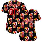 Halloween Skull 3D Pattern Baseball Jersey - Custom Style 3141 Custom 3D Pattern Halloween Skulls Authentic Baseball Jersey - Image 2