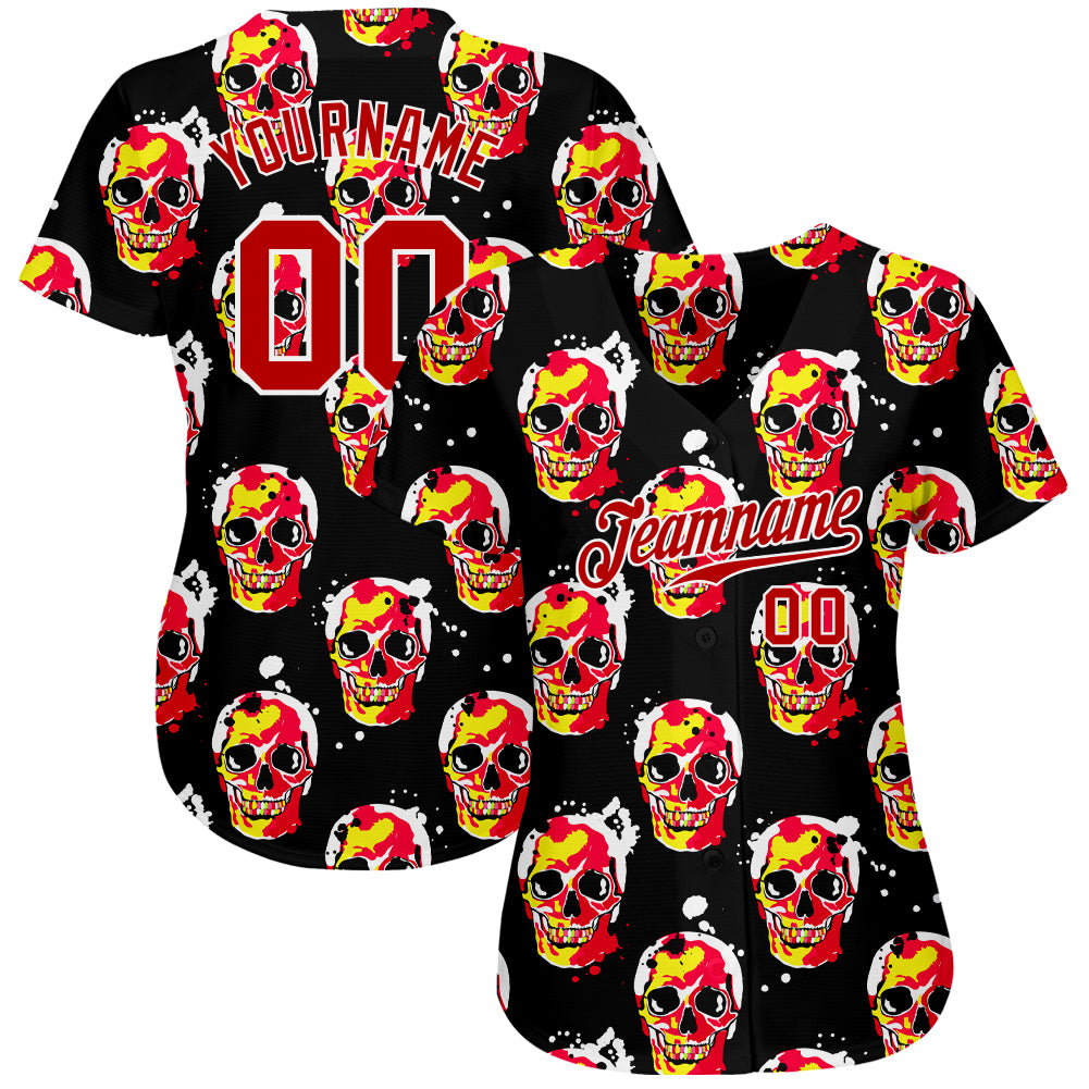 Custom 3D Pattern Halloween Skulls Authentic Baseball Jersey Style 3141 Halloween Skull 3D Pattern Baseball Jersey - Custom Style 3141 Custom 3D Pattern Halloween Skulls Authentic Baseball Jersey - Image 2