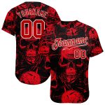 Halloween Skulls Custom 3D Pattern Baseball Jersey - Authentic Style 6020 Custom 3D Pattern Halloween Skulls Authentic Baseball