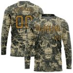 Halloween Skulls 3D Pattern Long Sleeve Performance T-Shirt Custom Style 5801 Custom 3D Pattern Halloween Skulls Long Sleeve