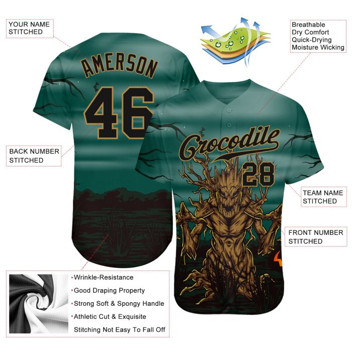 Halloween Custom 3D Pattern Horror Night Baseball Jersey, Trick or Treat Design, Style 7392 Custom 3D Pattern Halloween Trick - Image 3