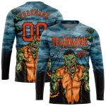 Halloween Custom 3D Pattern Long Sleeve Performance T-Shirt for Trick or Treat Horror Night Custom 3D Pattern Halloween Trick