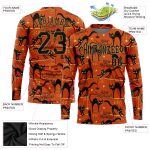 Happy Halloween Black Cats Spiders 3D Pattern Long Sleeve Performance T-Shirt Custom 3D Pattern Happy Halloween Black Cats - Image 2