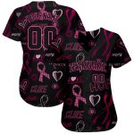 Breast Cancer Awareness 3D Pink Ribbon Jersey for Women, Health Care Support - Authentic Baseball Style 6763 Custom 3D Pink - Image 2