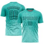 Aqua Black Sublimation Soccer Jersey - Custom Uniform for Teams and Players Custom Aqua Aqua-Black Sublimation Soccer Uniform