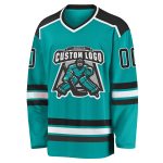 Custom Hockey Jersey - Aqua Black & White Design for Team Sports Custom Aqua Black-White Hockey Jersey - Image 2