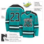 Custom Hockey Jersey - Aqua Black & White Design for Team Sports Custom Aqua Black-White Hockey Jersey - Image 3