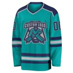 Aqua Navy Gray Custom Hockey Jersey - Personalized Team Apparel Custom Aqua Navy-Gray Hockey Jersey - Image 2