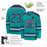 Aqua Navy Gray Custom Hockey Jersey - Personalized Team Apparel Custom Aqua Navy-Gray Hockey Jersey - Image 3