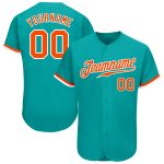 Custom Baseball Jersey - Aqua Orange White Authentic Design for Teams and Fans Custom Aqua Orange-White Authentic Baseball