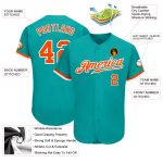 Custom Baseball Jersey - Aqua Orange White Authentic Design for Teams and Fans Custom Aqua Orange-White Authentic Baseball - Image 3