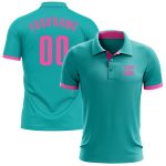 Aqua Pink Performance Golf Polo Shirt | Custom Lightweight Athletic Tee Custom Aqua Pink Performance Golf Polo Shirt