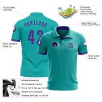 Aqua Purple Performance Golf Polo Shirt - Customizable Golf Apparel Custom Aqua Purple Performance Golf Polo Shirt - Image 3